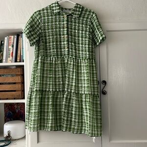 Green and white gingham urban outfitters dress